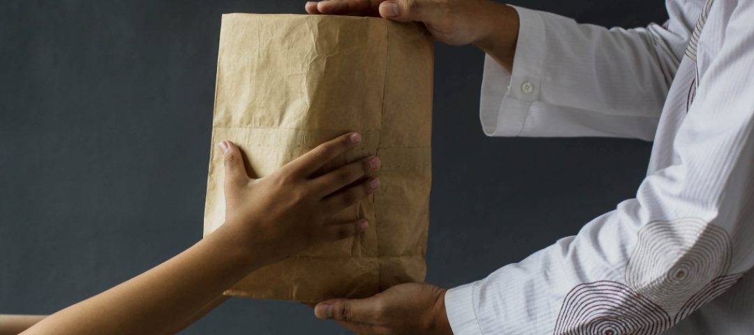 side-view-muslim-hands-sharing-rice-alms-bags-isolated-black-background